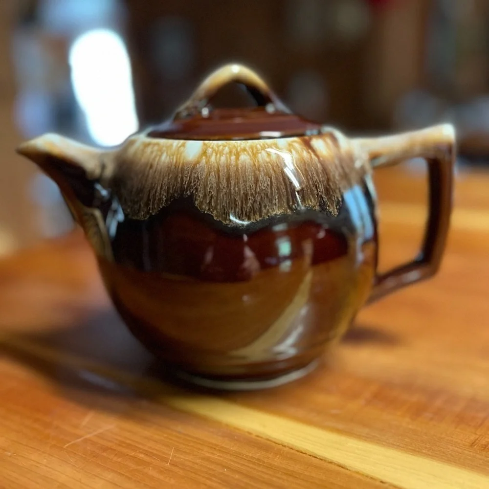 Vintage McCoy Brown Drip Glaze Pottery Tea Pot